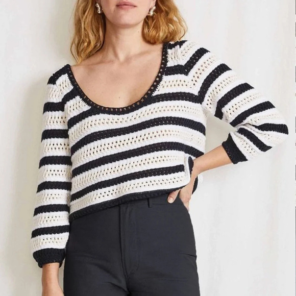 Apiece Apart Sweaters - Apiece Apart Sari Corchet Cropped Sweater Size Small